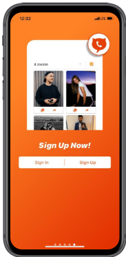 Startup BaseChat Orange Mobile Screen for Sign Up
