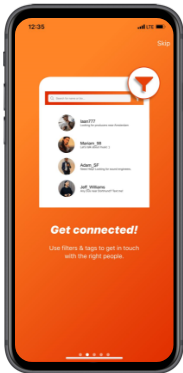 Startup BaseChat Orange Mobile Screen for get connect